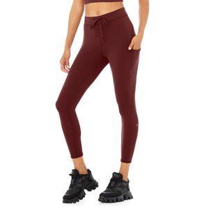 ALO YOGA  7/8 High-Waist Checkpoint Legging in Cranberry Size S **NWT**